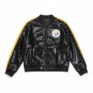 NWT The Wild Collective Sequin Pittsburgh "Steelers" Full-Zip Jacket Women's Med